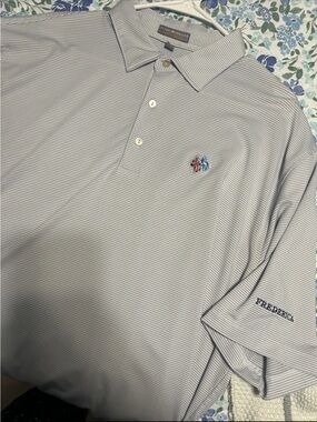 Frederica Sea Island Peter Millar Light Blue Micro-Stripe Polo XL 38$